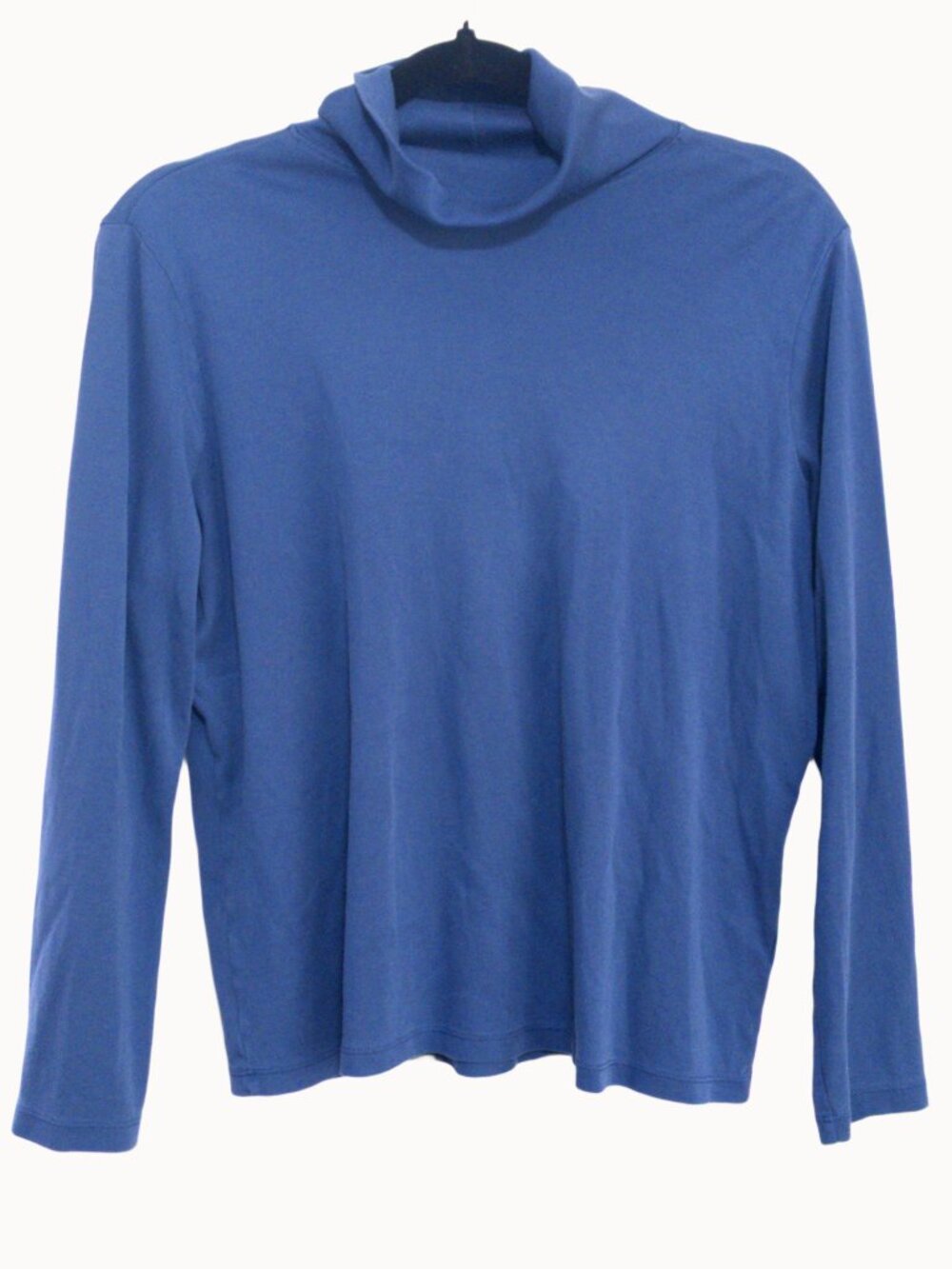 L.L. Bean 100% Supima Cotton Turtleneck Blue Top Size Large Long Sleeve Cozy